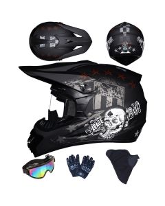 Zestaw kasku dirt bike dla dzieci i młodzieży z goglami, rękawicami i maską do jazdy terenowej