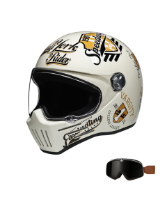 Retro zestaw pełnotwarzowego kasku motocyklowego do jazdy cruiser i café racer