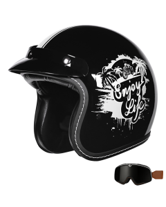 Retro kask motocyklowy otwarty 3/4 z goglami do jazdy szosowej i cruiser